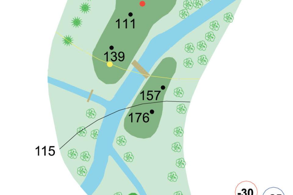 Salogolfin ominaispiirre on kenttää halkovat purot